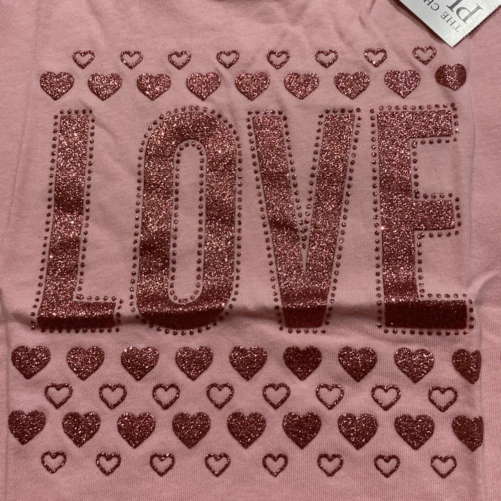 LOVE THE CHILDREN’S PLACE GLITTER SHORT SLEEVE TEE LIGHT PINK SIZE 4T